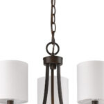 Bronze Candle Style Three Light Metal Dimmable Chandelier With White Shades - Image 4