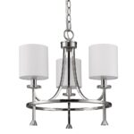 Silver Candle Style Three Light Metal Dimmable Chandelier With White Shades - Image 2