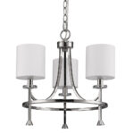 Silver Candle Style Three Light Metal Dimmable Chandelier With White Shades - Image 3