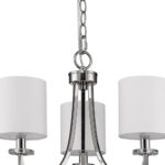 Silver Candle Style Three Light Metal Dimmable Chandelier With White Shades - Image 4