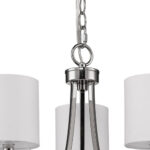 Silver Candle Style Three Light Metal Dimmable Chandelier With White Shades - Image 5