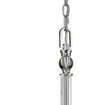Silver Candle Style Five Light Metal and Crystals Dimmable Chandelier With White Shades - Image 4