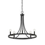 Black Candle Style Five Light Metal Dimmable Chandelier - Image 2