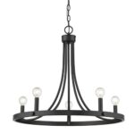 Black Candle Style Five Light Metal Dimmable Chandelier - Image 3