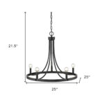 Black Candle Style Five Light Metal Dimmable Chandelier - Image 5