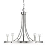 Silver Candle Style Five Light Metal Dimmable Chandelier - Image 2
