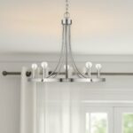 Silver Candle Style Five Light Metal Dimmable Chandelier