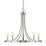 Silver Candle Style Five Light Metal Dimmable Chandelier - Image 3