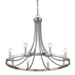 Silver Candle Style Eight Light Metal Dimmable Chandelier - Image 2