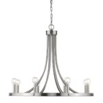 Silver Candle Style Eight Light Metal Dimmable Chandelier - Image 4