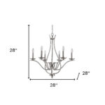 Nickel Candle Style Six Light Metal Dimmable Chandelier - Image 6