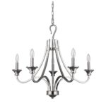 Nickel Candle Style Five Light Metal Dimmable Chandelier - Image 2
