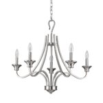Silver Candle Style Five Light Metal Dimmable Chandelier - Image 2