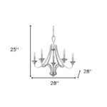 Silver Candle Style Five Light Metal Dimmable Chandelier - Image 6