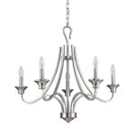 Silver Candle Style Five Light Metal Dimmable Chandelier - Image 3