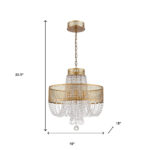 Gold Four Light Metal and Crystals Dimmable Chandelier With Shades - Image 4