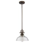 Antique Bronze Hanging Light with Glass Dome Shade - Image 2