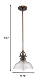 Antique Bronze Hanging Light with Glass Dome Shade - Image 6