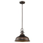 Antique Bronze Hanging Light with Dome Shade - Image 2