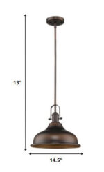 Antique Bronze Hanging Light with Dome Shade - Image 6