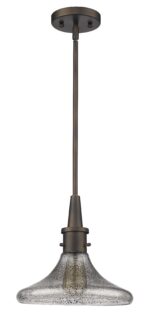 Antique Bronze Hanging Light with Pebbled Glass Shade - Image 2