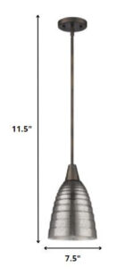 Bronze Hanging Light with Ribbed Pebbled Glass Shade - Image 6