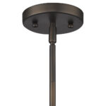 Bronze Hanging Light with Ribbed Pebbled Glass Shade - Image 4