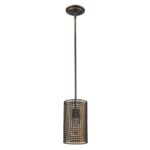 Bronze Metal Hanging Light with Mesh Shade - Image 2