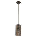 Bronze Metal Hanging Light with Mesh Shade - Image 3