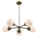 Bronze Five Light Metal Dimmable Chandelier With White Shades - Image 3