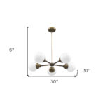 Bronze Five Light Metal Dimmable Chandelier With White Shades - Image 4