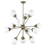 Bronze Sputnik Twelve Light Frosted Metal Dimmable Chandelier With Off White Shades - Image 2