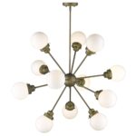 Bronze Sputnik Twelve Light Frosted Metal Dimmable Chandelier With Off White Shades - Image 4