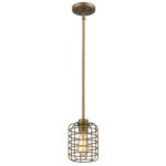 Brushed Gold Metal Cage Hanging Light - Image 3