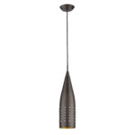 Narrow Bronze Hanging Light with Glass Studs - Image 3