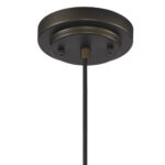 Antique Bronze Hanging Light with Textured Glass Shade - Image 4