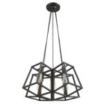 Bronze Lantern Five Light Metal Dimmable Chandelier - Image 2
