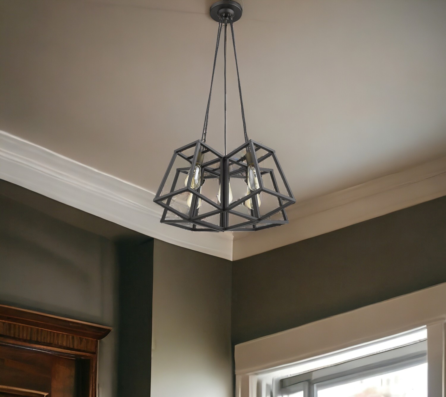 398250_9_iF3hCGJy.jpg Bronze Lantern Five Light Metal Dimmable Chandelier - Image 1