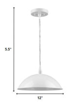 White Metal Hanging Light with Dome Shade - Image 6