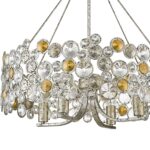 Silver Shaded Four Light Metal and Crystals Dimmable Chandelier With Silver Shades - Image 4