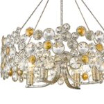 Silver Shaded Four Light Metal and Crystals Dimmable Chandelier With Silver Shades - Image 5