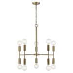 Brass Candle Style Ten Light Metal Dimmable Chandelier - Image 8