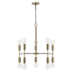 Brass Candle Style Ten Light Metal Dimmable Chandelier - Image 9