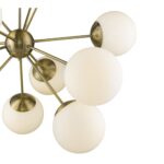 Brass Sputnik Twelve Light Frosted Metal Dimmable Chandelier With White Shades - Image 5