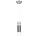 Glass and Silver Mesh Shade Hanging Light - Image 2