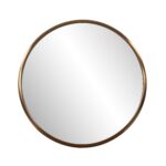 20" Antiqued Brass Round Metal Framed Accent Mirror - Image 2