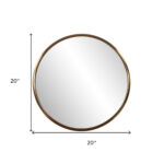 20" Antiqued Brass Round Metal Framed Accent Mirror - Image 6