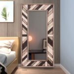 71" Ivory and Gray Wood Framed Leaning Accent Mirror - Image 3