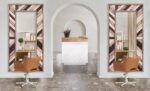 71" Ivory and Gray Wood Framed Leaning Accent Mirror - Image 4