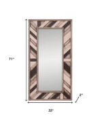 71" Ivory and Gray Wood Framed Leaning Accent Mirror - Image 7
